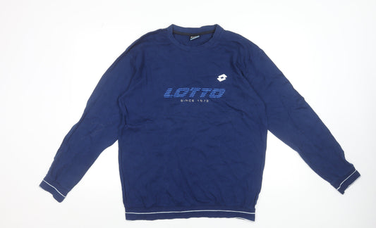 Lotto Men's Blue Long Sleeve Crew Neck Cotton T-Shirt XL