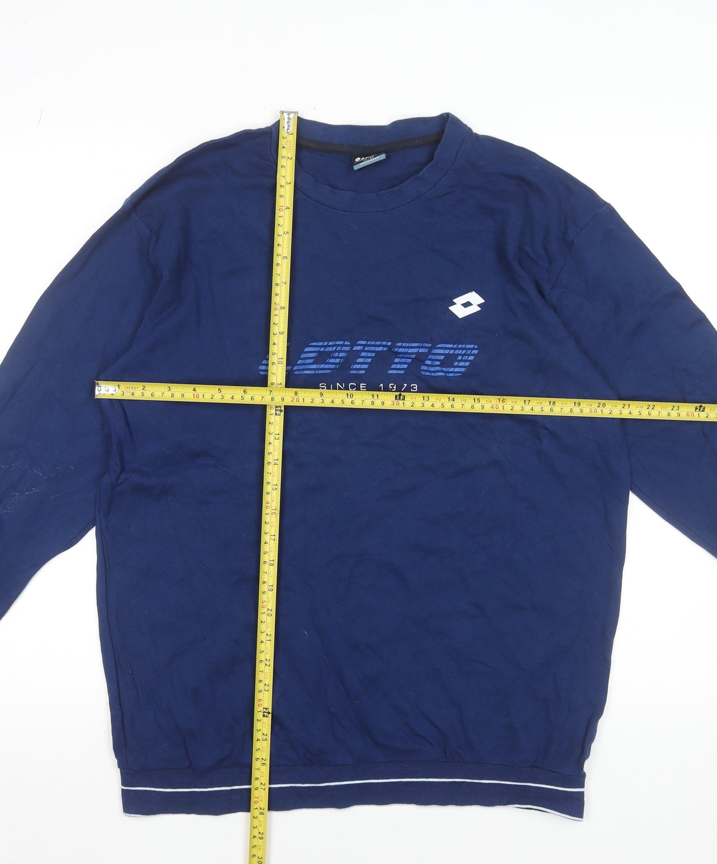 Lotto Men's Blue Long Sleeve Crew Neck Cotton T-Shirt XL