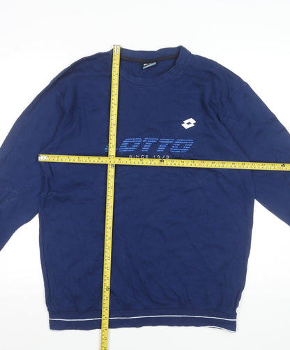 Lotto Men's Blue Long Sleeve Crew Neck Cotton T-Shirt XL