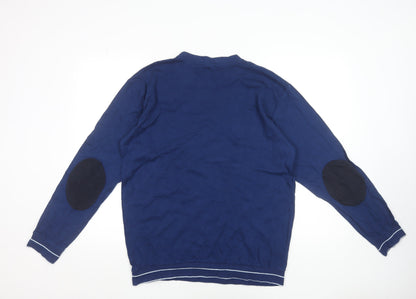 Lotto Men's Blue Long Sleeve Crew Neck Cotton T-Shirt XL