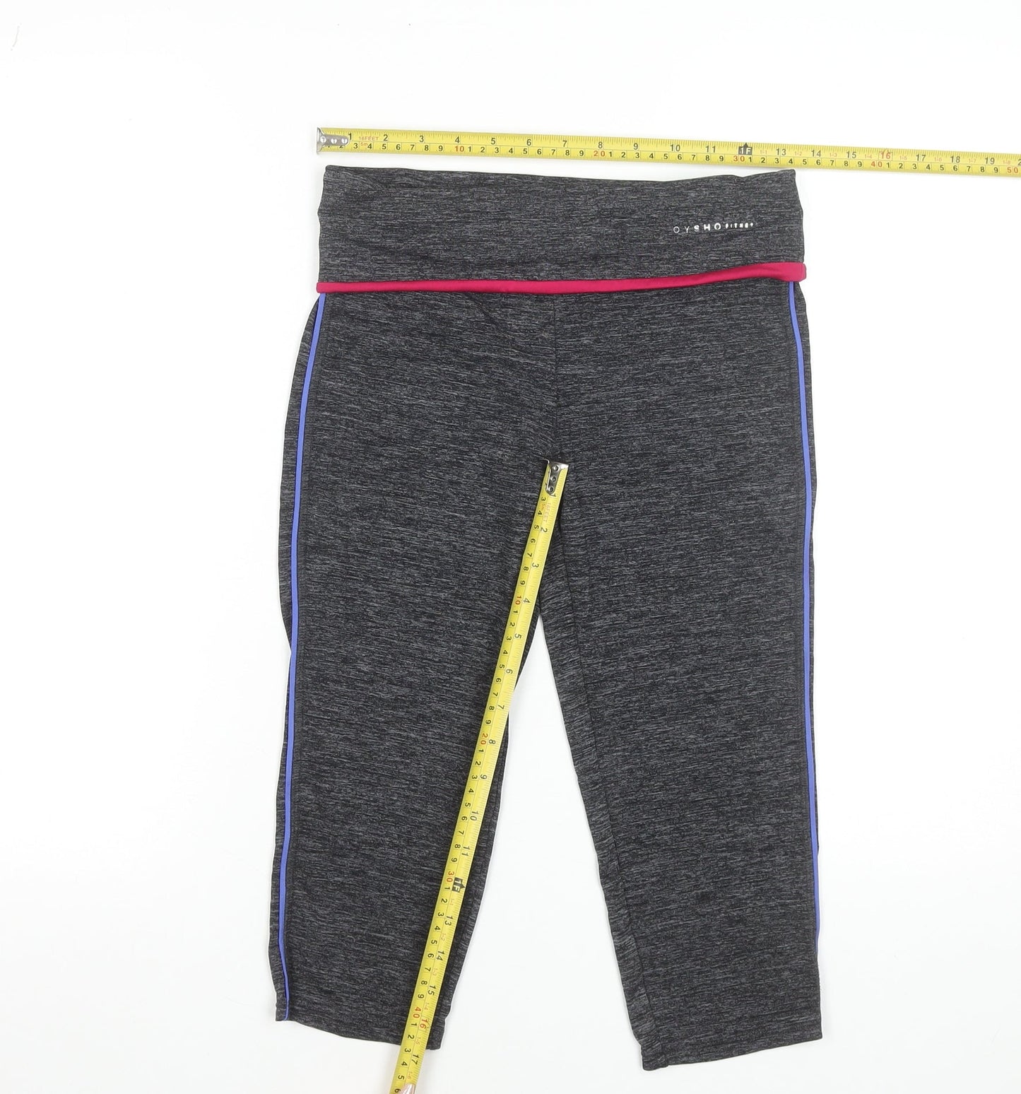 Womens UK Size M Oysho Slim Fit Capri Black Leggings
