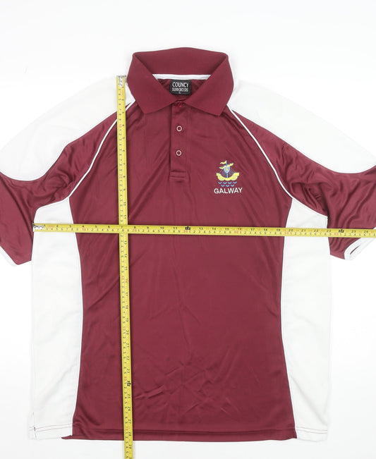 County Supporters Galway Men's Red White Polo Shirt XL Activewear