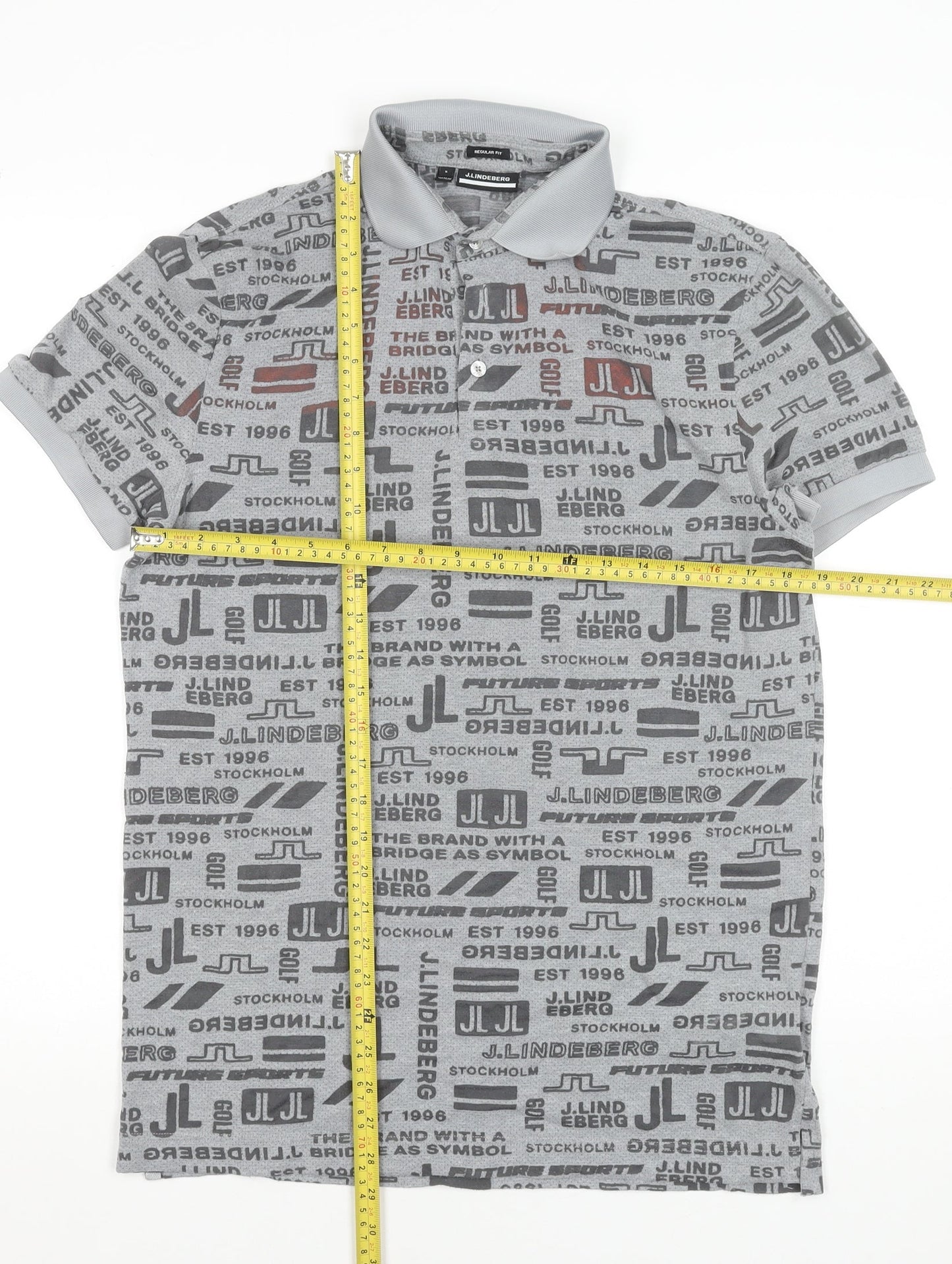 J.Lindeberg Men's Grey Regular Fit Golf Polo Shirt Size S