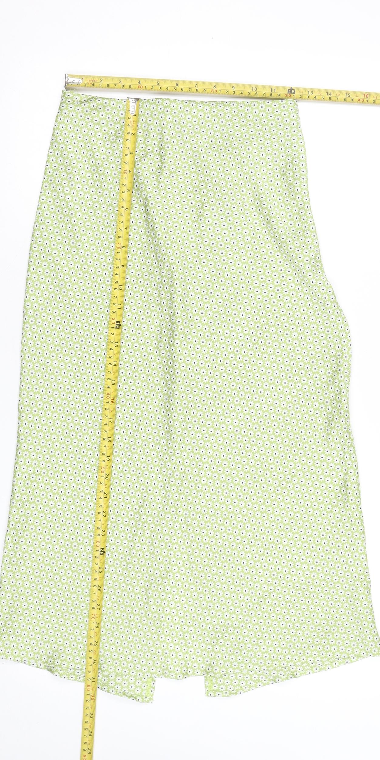 Hollister Womens Green Floral A-Line Midi Skirt XS High Rise