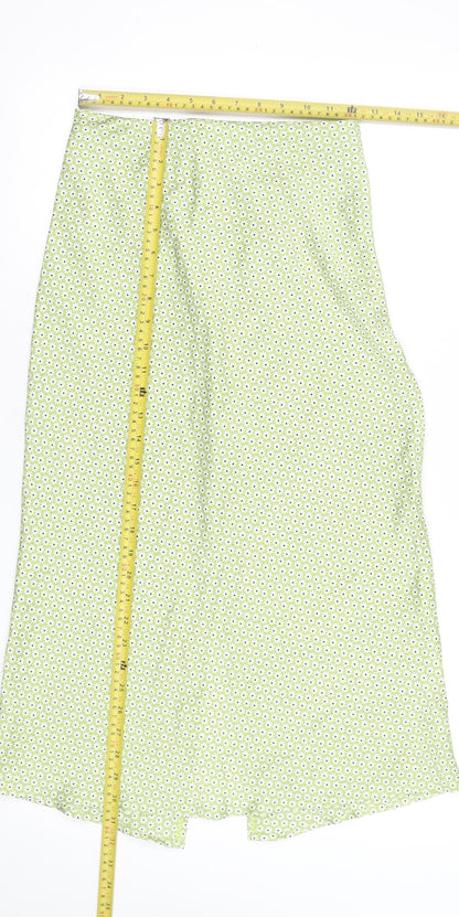 Hollister Womens Green Floral A-Line Midi Skirt XS High Rise
