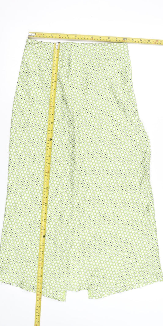 Hollister Womens Green Floral A-Line Midi Skirt XS High Rise