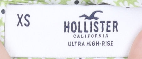 Hollister Womens Green Floral A-Line Midi Skirt XS High Rise