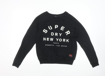 Superdry Women Black Medium Pullover Sweatshirt NY Graphic Print