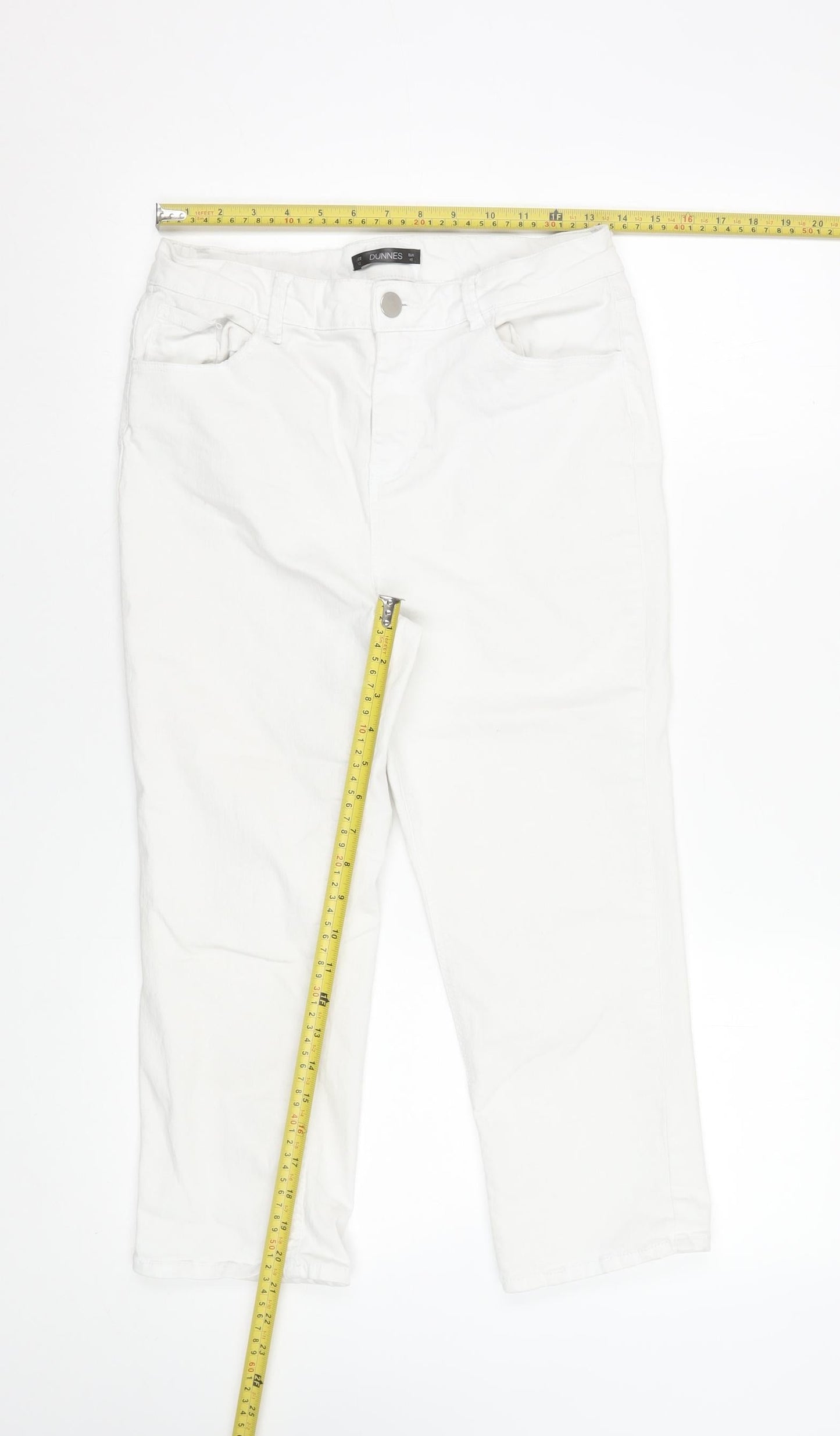 Dunnes Stores Women's White Cropped Jeans Size 12 Regular Fit