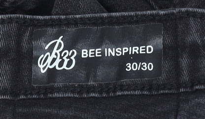 Bee Inspired Men's Black Skinny Jeans 30/30 Cotton Denim