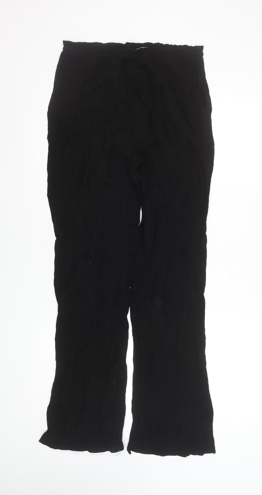 Womens UK Size S Zara Relaxed Fit Casual Travel Black Trousers