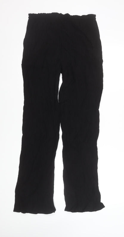 Womens UK Size S Zara Relaxed Fit Casual Travel Black Trousers