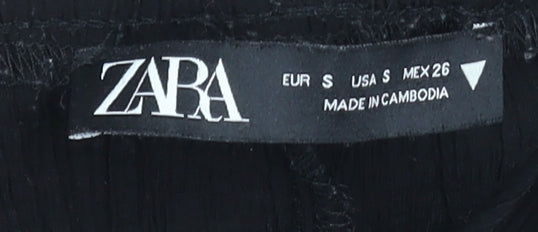 Womens UK Size S Zara Relaxed Fit Casual Travel Black Trousers