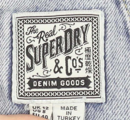 Superdry Women’s Blue Denim Dungaree Playsuit Size 12 Cotton