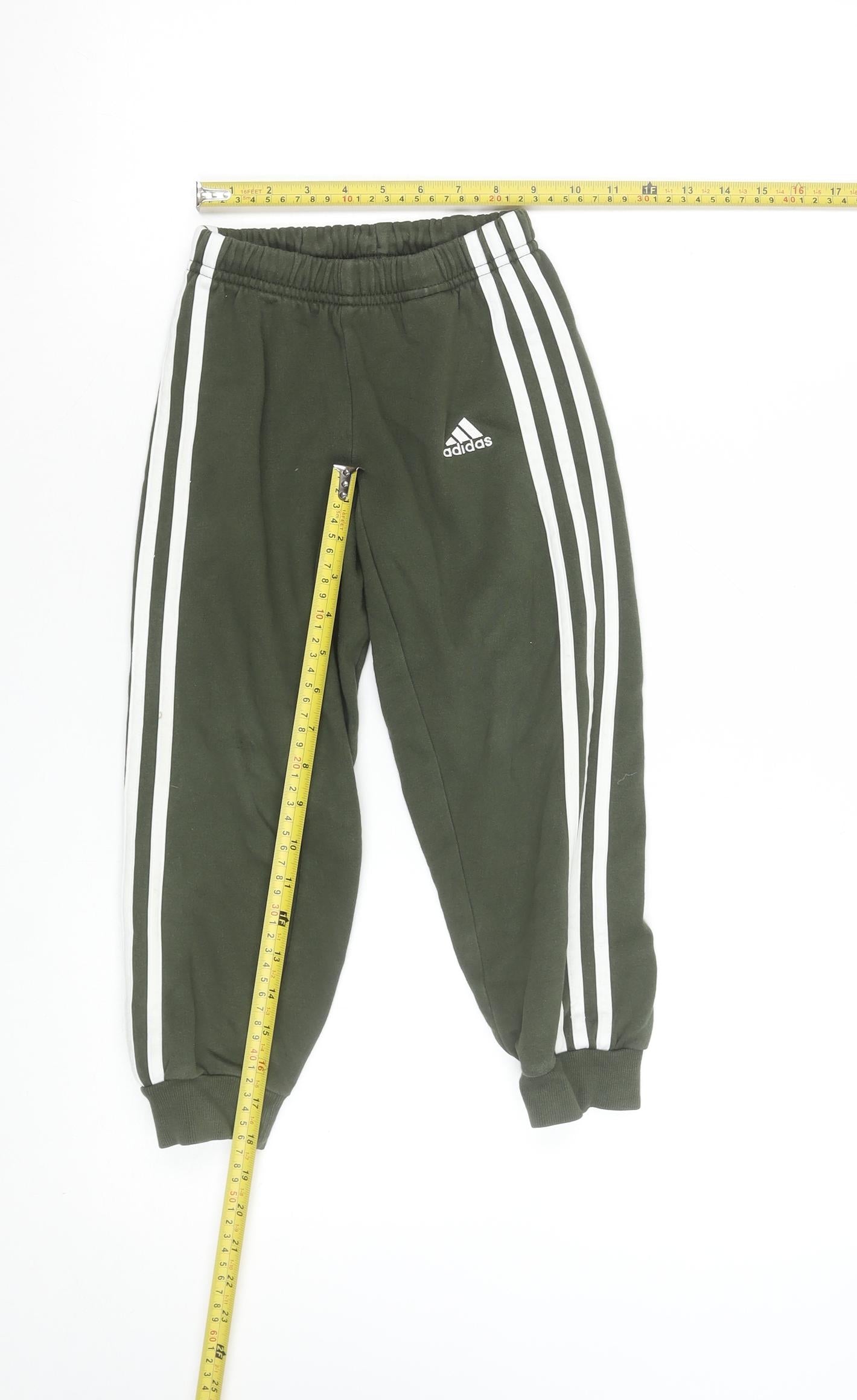 Adidas Boys Green Jogger Sweatpants 5-6 Years Elastic Waist Activewear