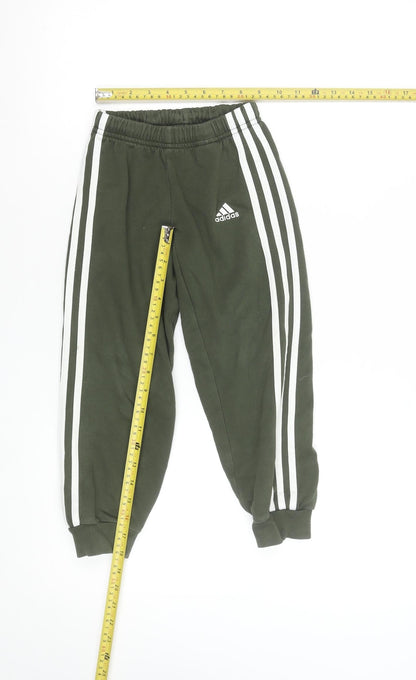 Adidas Boys Green Jogger Sweatpants 5-6 Years Elastic Waist Activewear