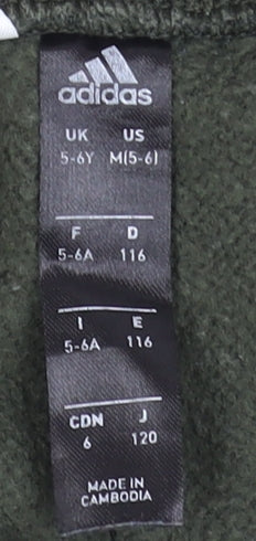 Adidas Boys Green Jogger Sweatpants 5-6 Years Elastic Waist Activewear