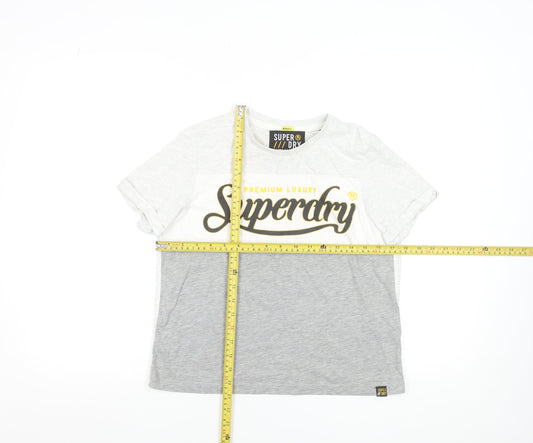 Womens UK Size 8 Superdry Grey Basic T-Shirt