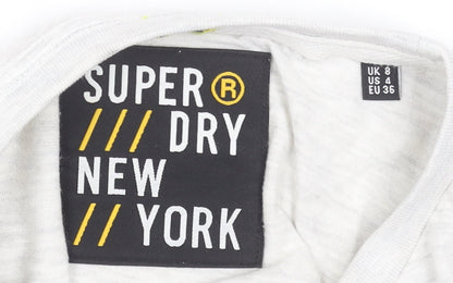 Womens UK Size 8 Superdry Grey Basic T-Shirt