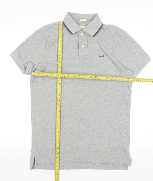 Abercrombie & Fitch Men’s Grey Cotton Polo Shirt Size M Classic Fit
