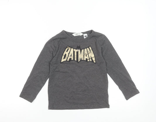 Girls UK Size 5-6 Years H&M Grey Basic T-Shirt