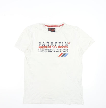 Paraffin Mens White Medium Crew Neck Limited Edition Graphic T-Shirt