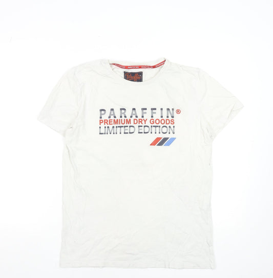 Paraffin Mens White Medium Crew Neck Limited Edition Graphic T-Shirt