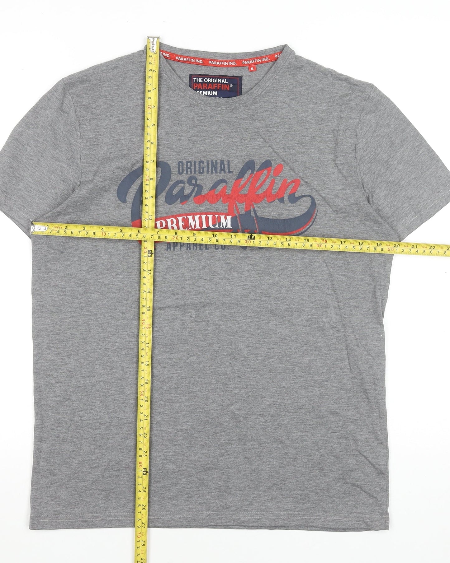 Paraffin Men's Grey Graphic Print Crew Neck Cotton T-Shirt Size M