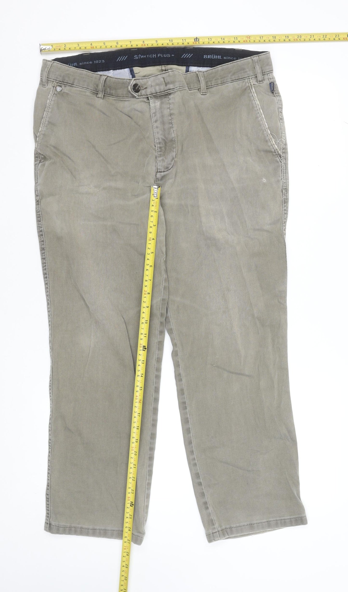 Mens UK Size 36S Brühl Regular Fit Straight Beige Jeans