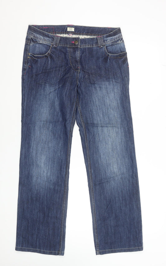 F&F Women's Blue Straight Leg Jeans Size 10 Cotton Blend