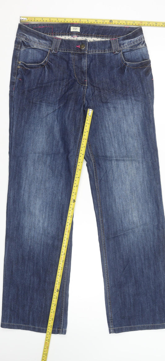 F&F Women's Blue Straight Leg Jeans Size 10 Cotton Blend