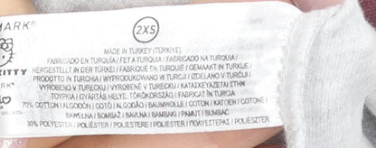 Hello Kitty x Primark Women's Grey Striped Cropped Polo Top 2XS