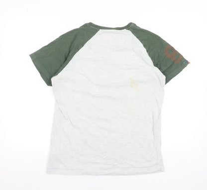 Superdry Men's Green Grey Raglan Graphic T-Shirt Size M