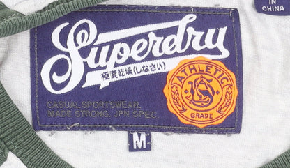 Superdry Men's Green Grey Raglan Graphic T-Shirt Size M