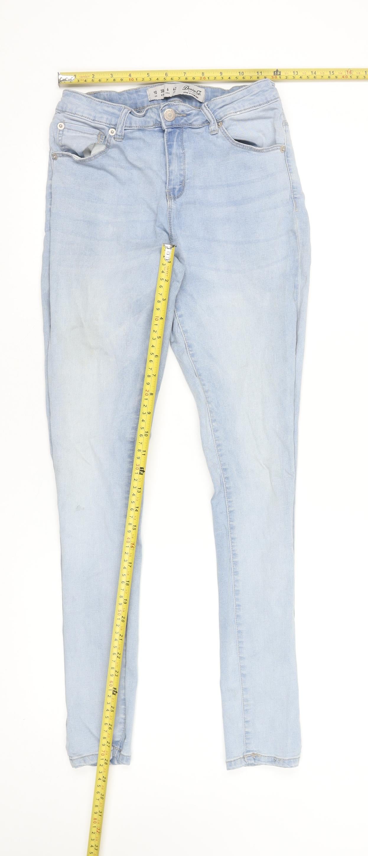 Denim Co. Women's Blue Skinny Jeans Size 10 Regular Fit Stretch Denim