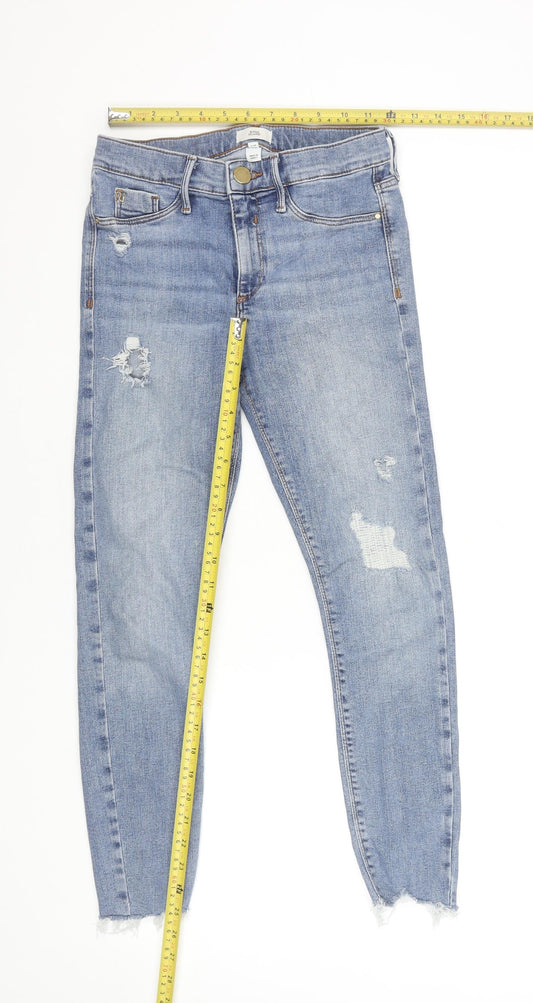 River Island Women’s Blue Skinny Distressed Jeans Size 8