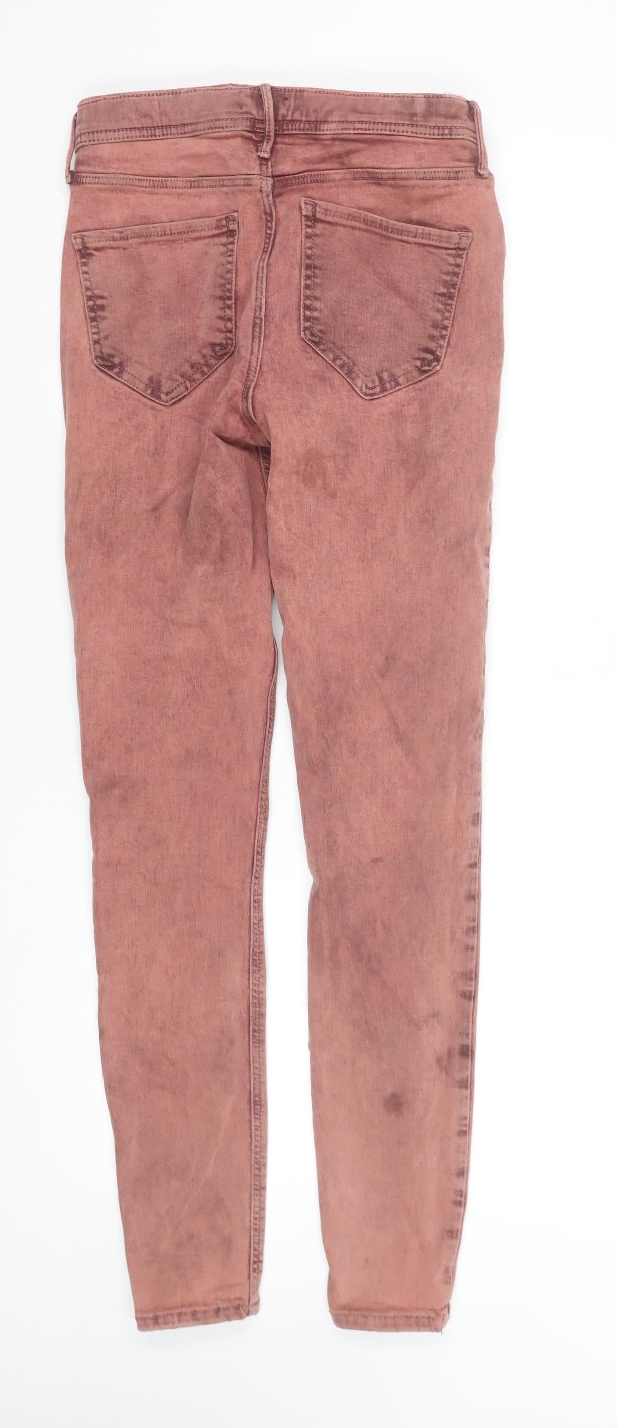 River Island Women's Pink Acid Wash Skinny Jeans Size 10