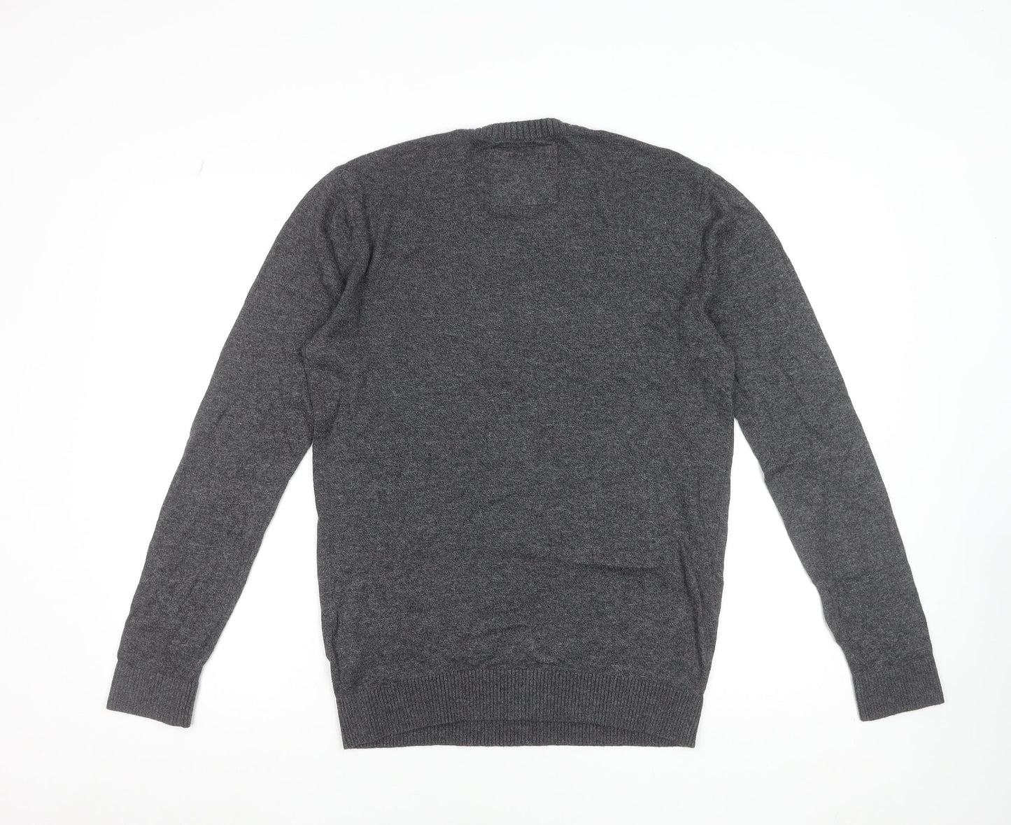 Hollister Men’s Grey Cotton Blend Crew Neck Jumper Size S