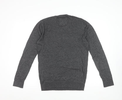 Hollister Men’s Grey Cotton Blend Crew Neck Jumper Size S