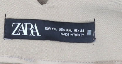 Womens UK Size 18 Zara Slim Fit Cropped Beige Trousers