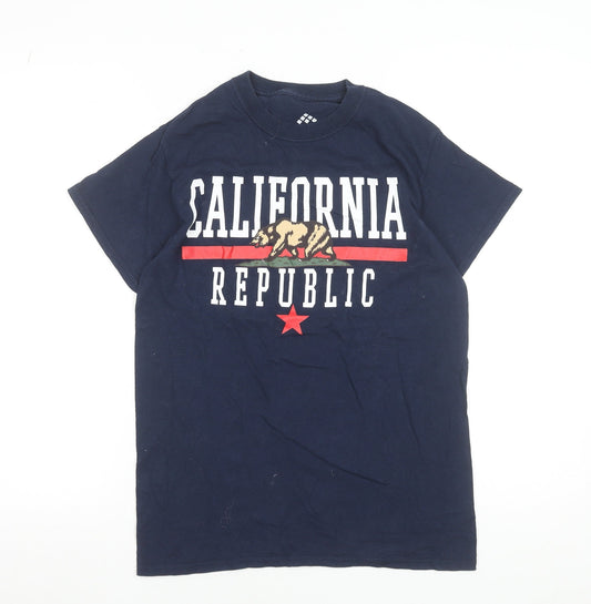 Point Sportswear Men's Blue California Republic Cotton T-Shirt Small