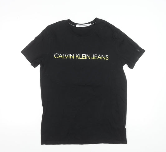 Calvin Klein Jeans Men's Black Cotton Logo T-Shirt Size M Regular Fit