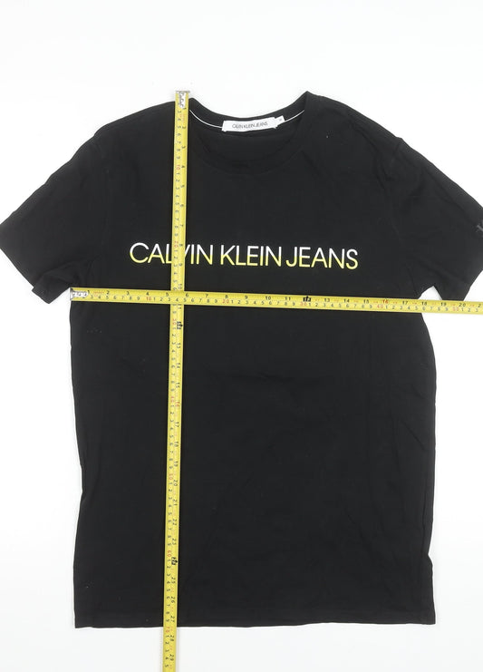 Calvin Klein Jeans Men's Black Cotton Logo T-Shirt Size M Regular Fit