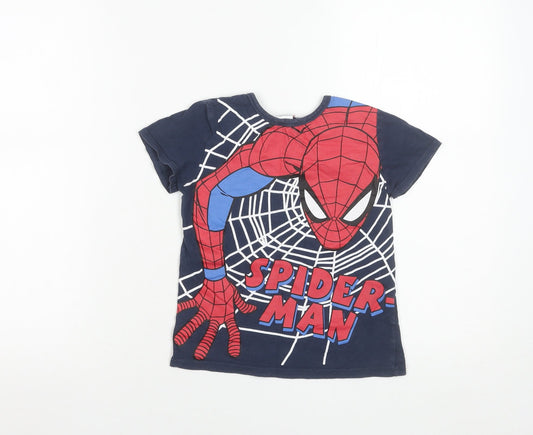 Boys UK Size 6-7 Years Marvel Blue Basic Pullover Jersey T-Shirt