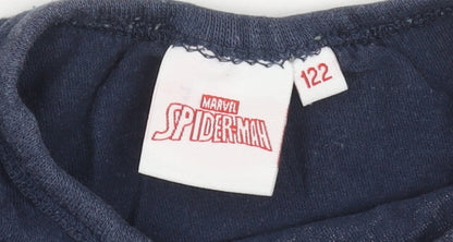Boys UK Size 6-7 Years Marvel Blue Basic Pullover Jersey T-Shirt