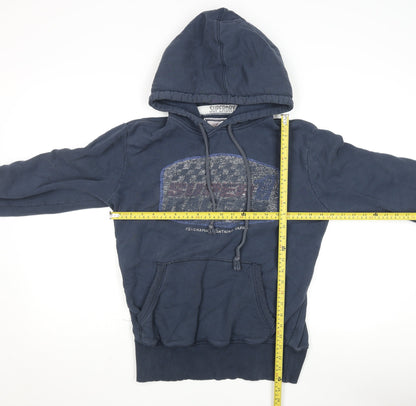 Superdry Mens Navy Blue Pullover Hoodie Medium Cotton Blend