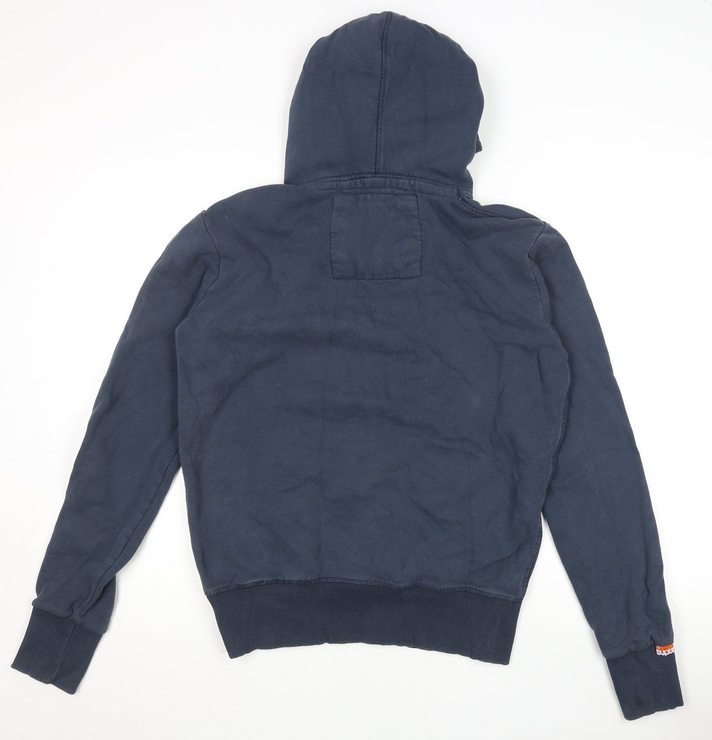 Superdry Mens Navy Blue Pullover Hoodie Medium Cotton Blend