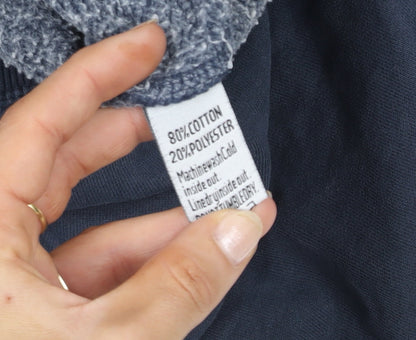 Superdry Mens Navy Blue Pullover Hoodie Medium Cotton Blend