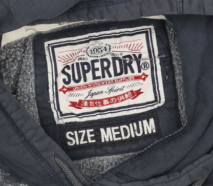 Superdry Mens Navy Blue Pullover Hoodie Medium Cotton Blend