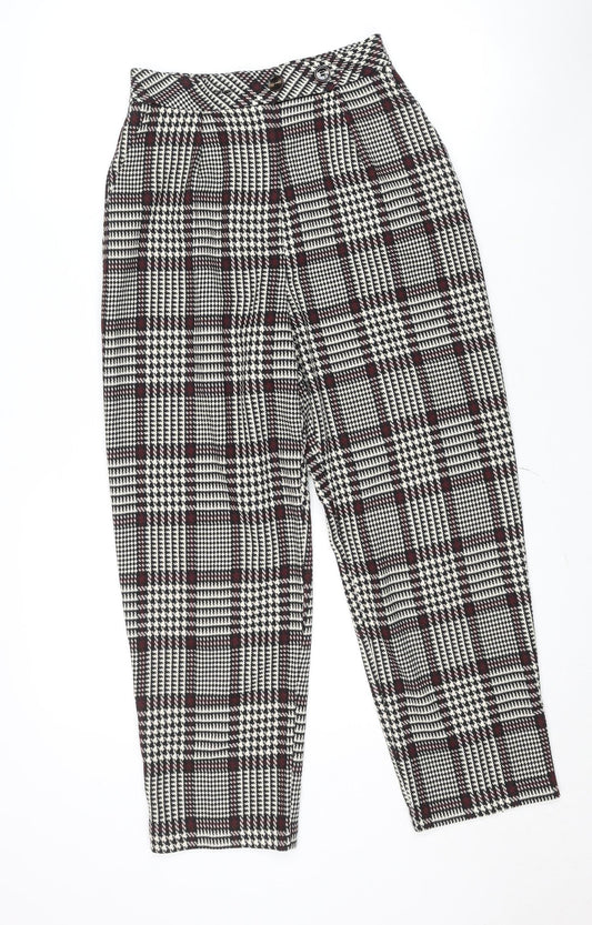 Topshop Women's Multicoloured Check High Rise Tapered Trousers UK 6